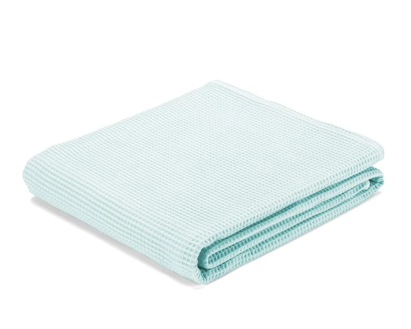 ECOMMERC3 | Waffle Weave Fabric 100% Cotton 500x150 cm Color Aqua Green - Fabric for Sewing Decoration and DIY - Made in Spain