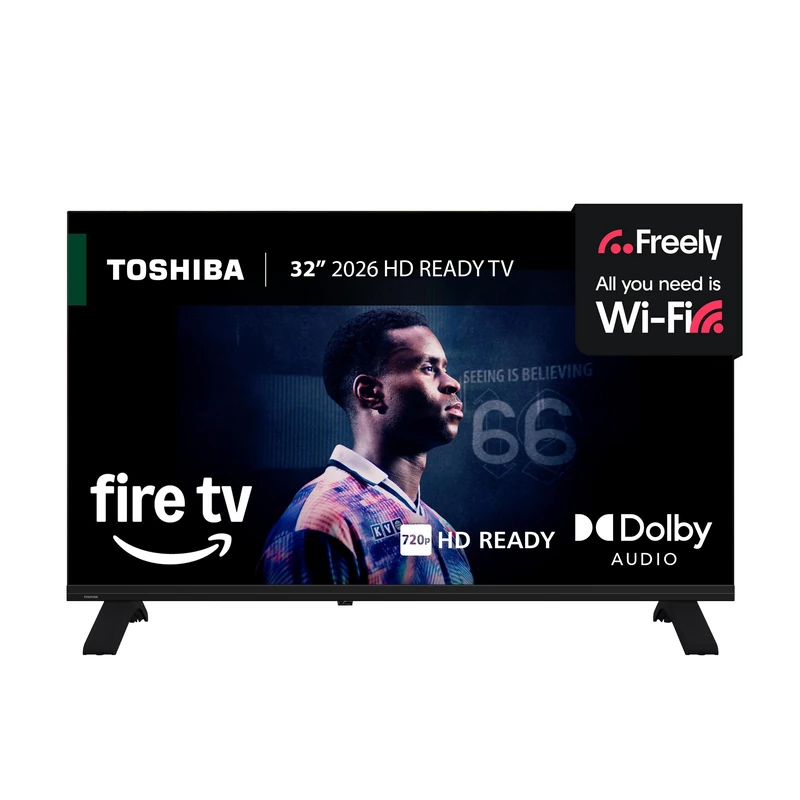 Toshiba 32”WF26 2K Smart Fire TV, HD Ready, TRU Resolution, TRU Microdimming, HDR10, Freely, Disney+, Prime Video, Netflix, Dolby Audio, DTS X, Alexa voice control, Bluetooth, Airplay