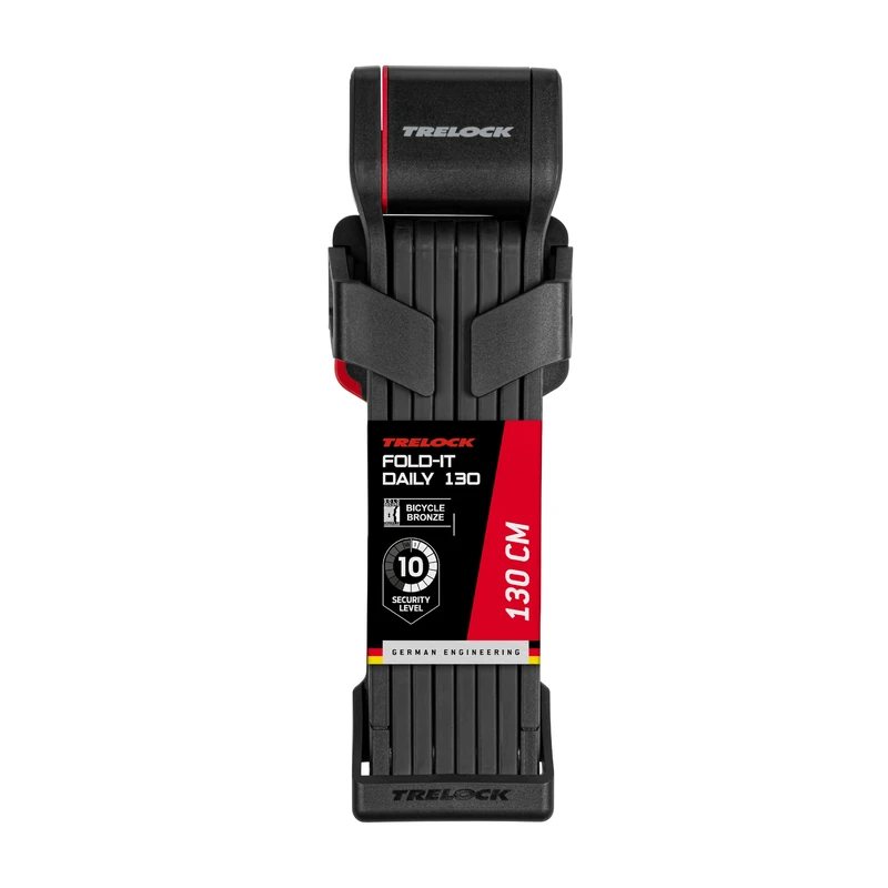 TRELOCK Fold-it Daily - Folding Lock 130 cm - Includes X-Press Bracket with Tracking Tag Compartment - Bicycle Lock Fits All Frames