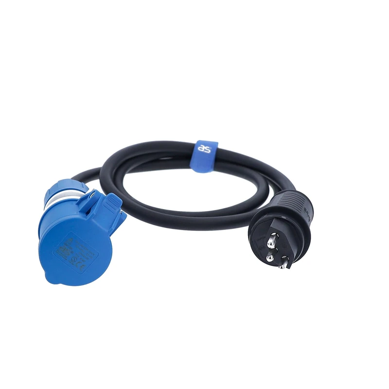 as - Schwabe CEE Adapter Cable 1.5 m H07RN-F, 230 V 16 A, SEV Type 23 to CEE Coupling, with Voltage Display, IP44 Splash-Proof
