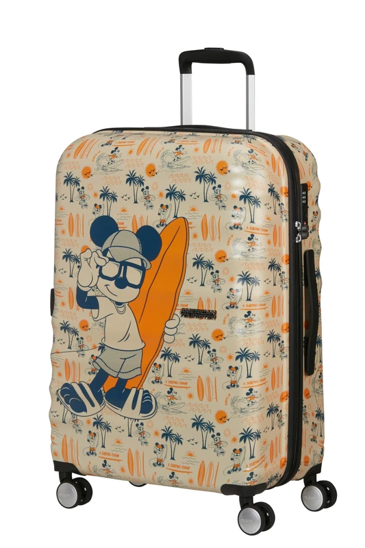 American Tourister Wavebreaker Disney - Mickey Mouse Large Hardshell Suitcase (77 cm), Travel Spinner, TSA Lock, 4 Wheels, 96 L, 4.2 kg - Mickey Super Surfer