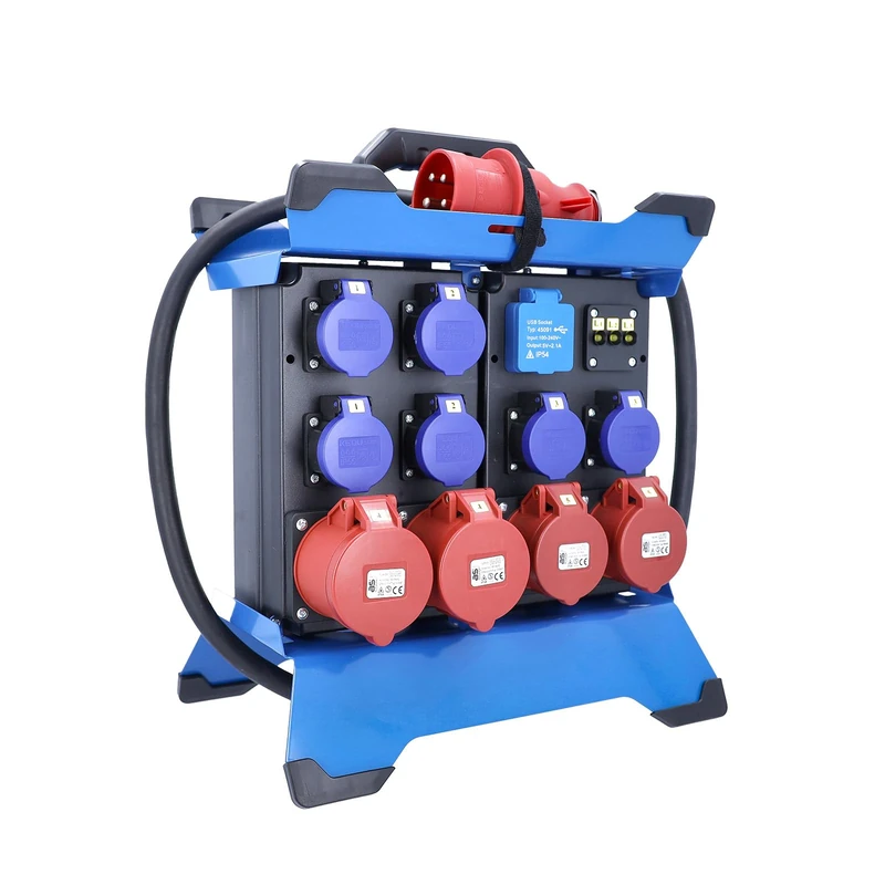 as - Schwabe STECKY CEE Power Distribution, 6X SEV T23 IP55, 2X CEE 16 A & 2X CEE 32 A, USB, 2.1 m H07RN-F 5G6, FI/LS Fuse, Robust Metal Frame, IP44 Splashproof