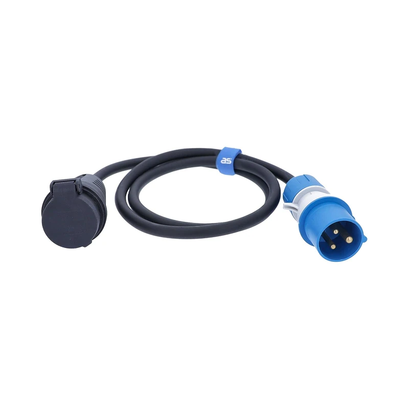 as - Schwabe CEE Adapter Cable 1.5 m H07RN-F, 230 V 16 A, SEV Type 23 Coupling IP55 to CEE Plug with Voltage Display, IP44 Splash-Proof - Image 1