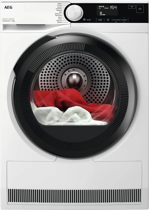AEG 7000 Series Tumble Dryer 9 kg, Heat Pump A+++, TR739G4B, SensiDry Low Temp, MixDry No Sorting, PreciseDry Sensors, EasyClean Filter, Reversible Door, 850x596x636 mm