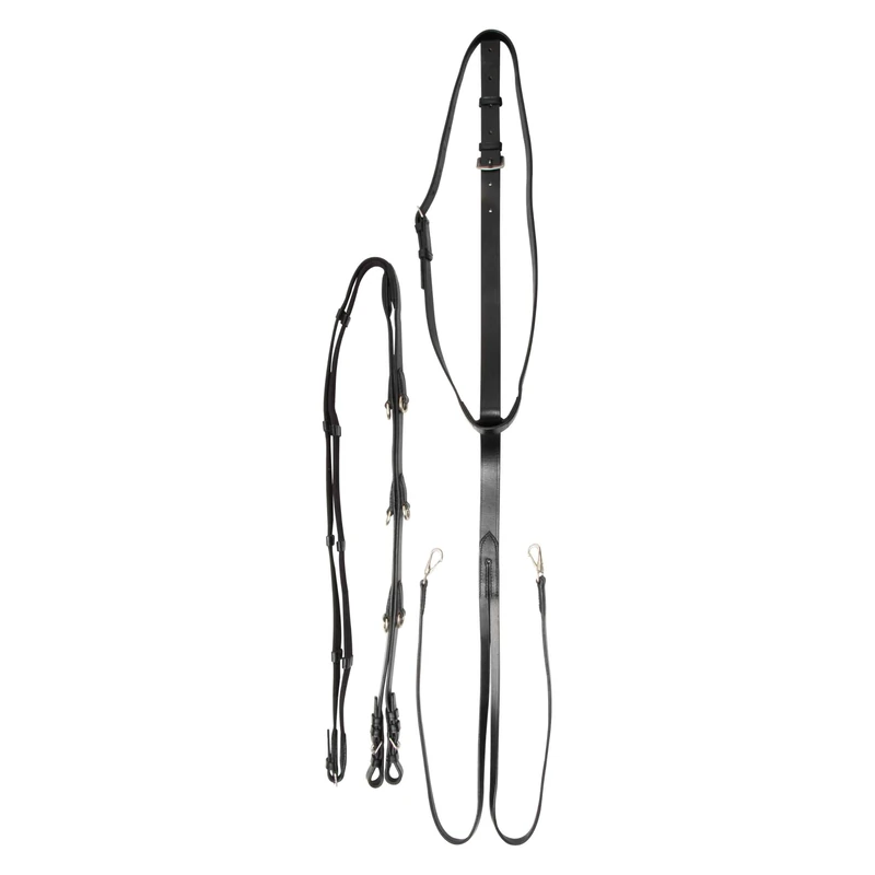 Imperial Riding Thiedemann IRH Core Adjustable Training Reins with 3 D-Rings Black Pony