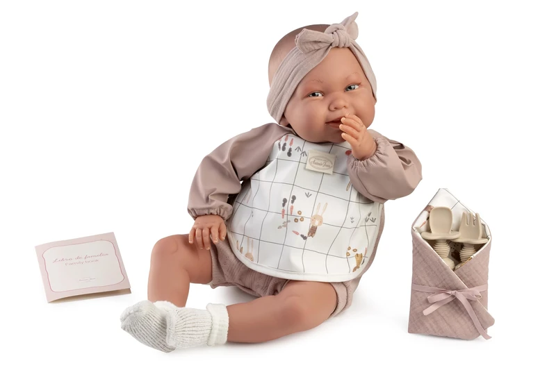 Antonio Juan Mi Primer Reborn Martina Merienda Doll, Baby Doll with Snack Set, Family Book and Accessories