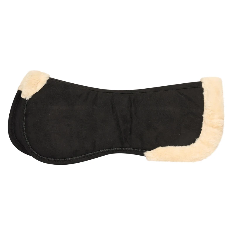 Imperial Riding IRH Suede Fur, Shock Absorbing Half Pad with Faux Fur Trim, Black, Full