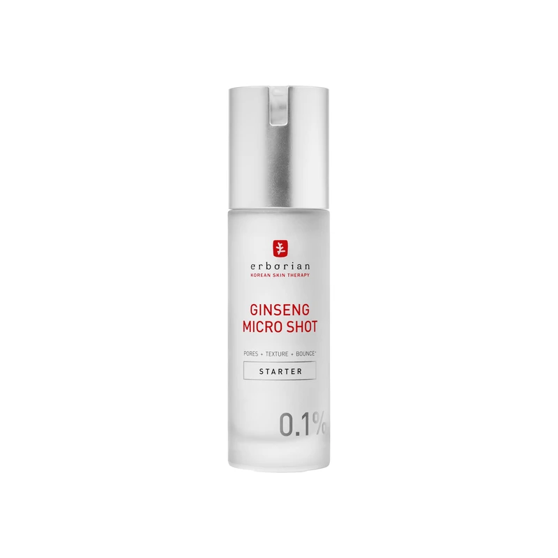 Erborian - Ginseng Micro Shot - Starter 0.1% - Inspired by Micro-Needling - Retexturizing Face Serum with Korean Ginseng and Collagen - Concentrated in spicules - 30ml - Korean Cosmetic