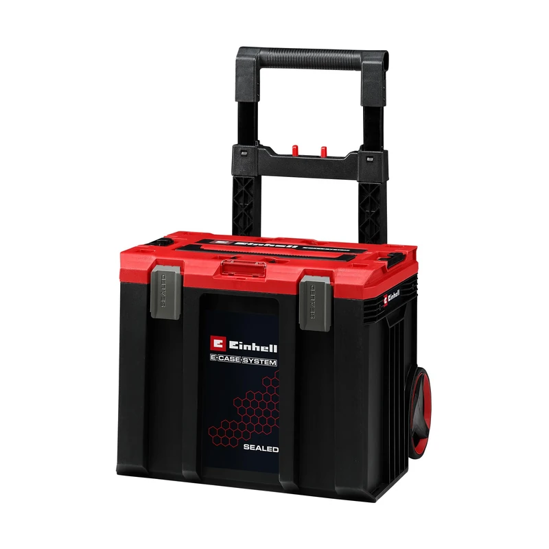 Original Einhell E-Case L Sealed (E-Case System, Max. 120 kg, Dustproof + Water Jet, Trolley Handle, Compatible with Half Size E-Cases, Expandable, 44 x 40 x 36 cm)