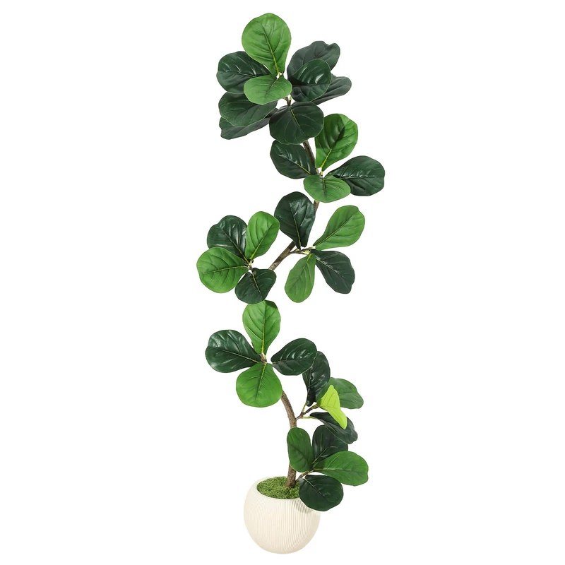 150 cm High Artificial Plant with White Pot, Artificial Green Plant with Realistic Leaves, Ornamental Plant that No Care Needs for Living Room, Patio