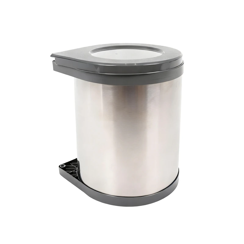 Relaxdays Built-In Stainless Steel Door-Mounted Bin, 14L, Inner Bucket, 32.5x28x34cm, Silver