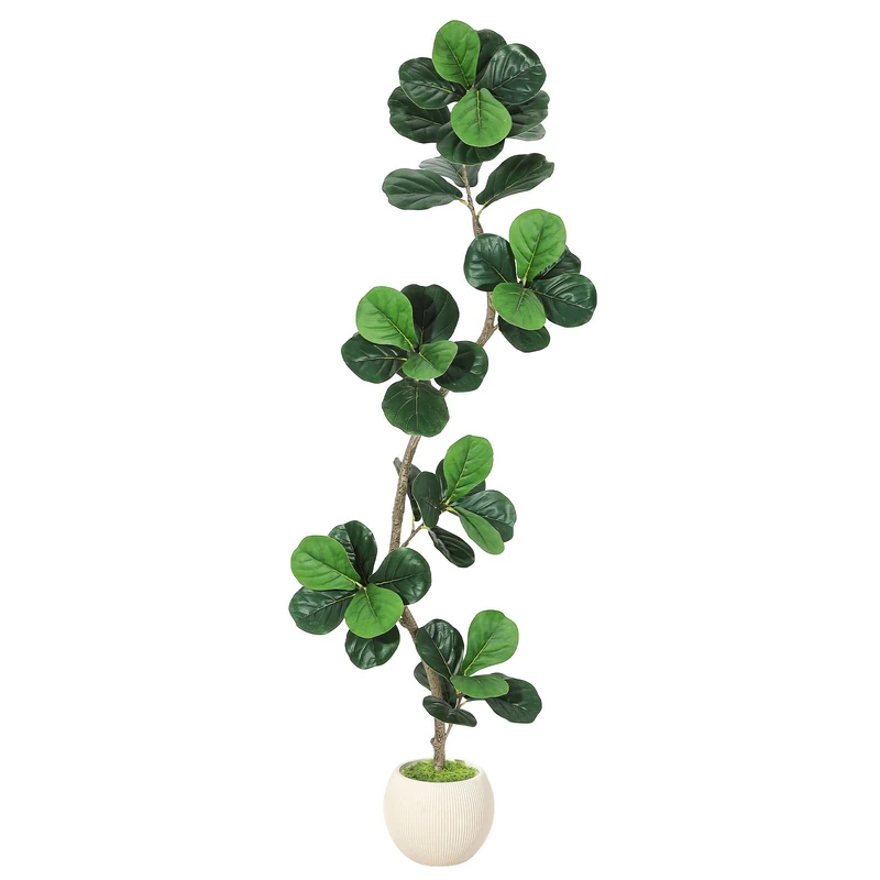180 cm High Artificial Plant with White Pot, Artificial Green Plant with Realistic Leaves, Decorative Plant That No Care Needs for Living Room, Patio - Image 1