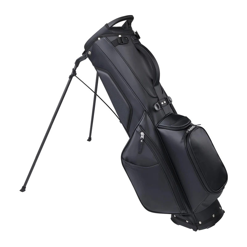 Wilson The 1914 Golf Carry Bag with PU Leather Exterior and Carbon Fiber Legs, Unisex, Colour: Black