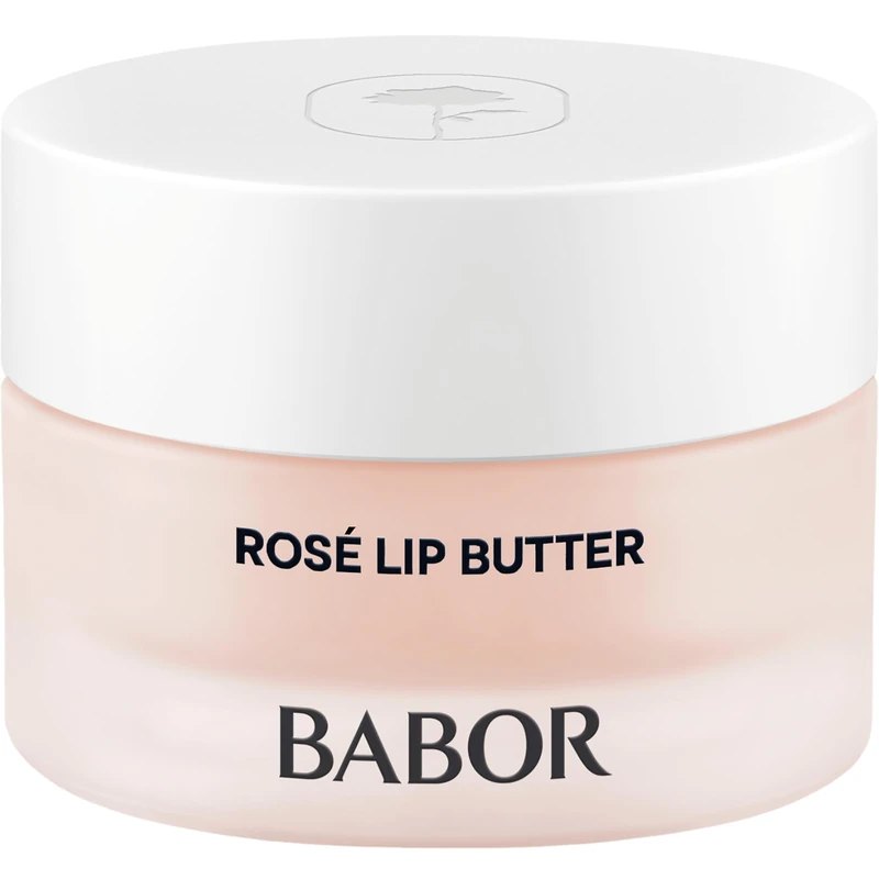 BABOR Rosé Lip Butter, a nourishing lip balm with a soft texture, containing passion fruit oil, rosehip oil and shea butter, moisturising, 15ml