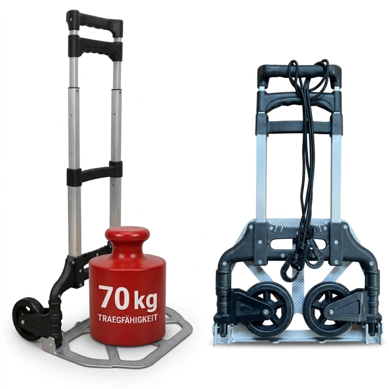 Relaxdays Folding Sack Truck with Telescopic Steel Handle, Supports 70 kg, 98x38x41 cm, Silver/Black