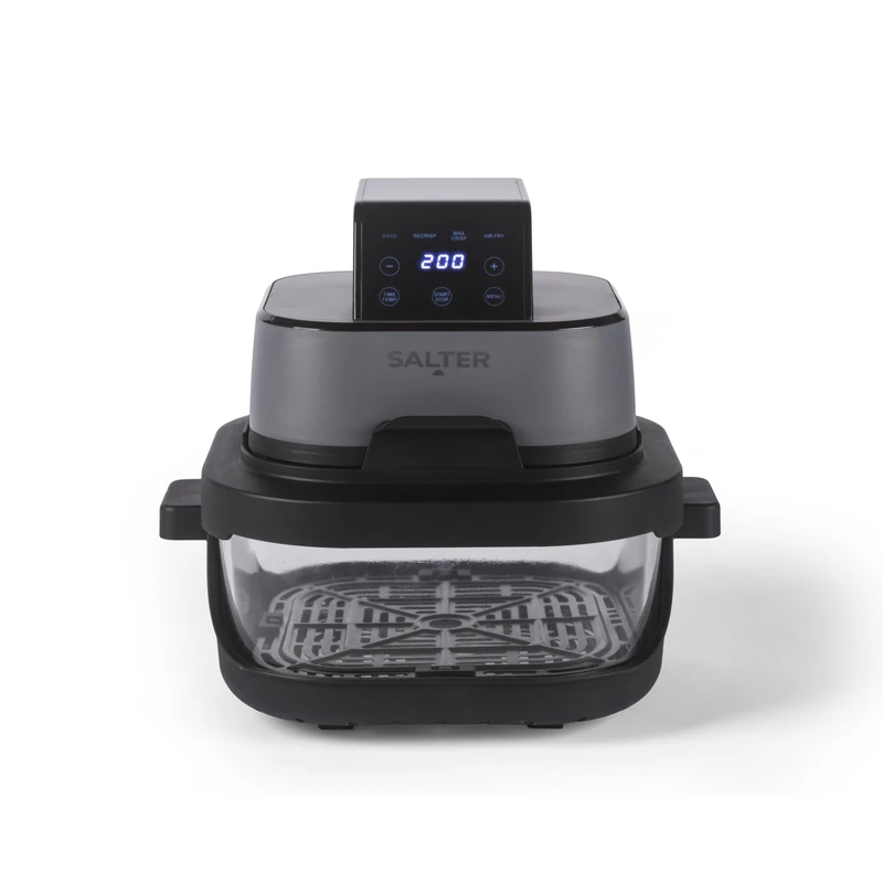 Salter Crisp & Go Portable Air Fryer - Interchangeable, 360° Viewing, 4L Batch Cooking & 1.5 L On-The-Go Containers, Dishwasher Safe PFAS-Free Trays, 4 Presets, Space Saving Design, Up To 200°C, 1500W