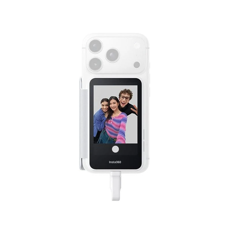 Insta360 Snap - Selfie Screen. Preview your shots in real time while using your phone's superior rear camera. White