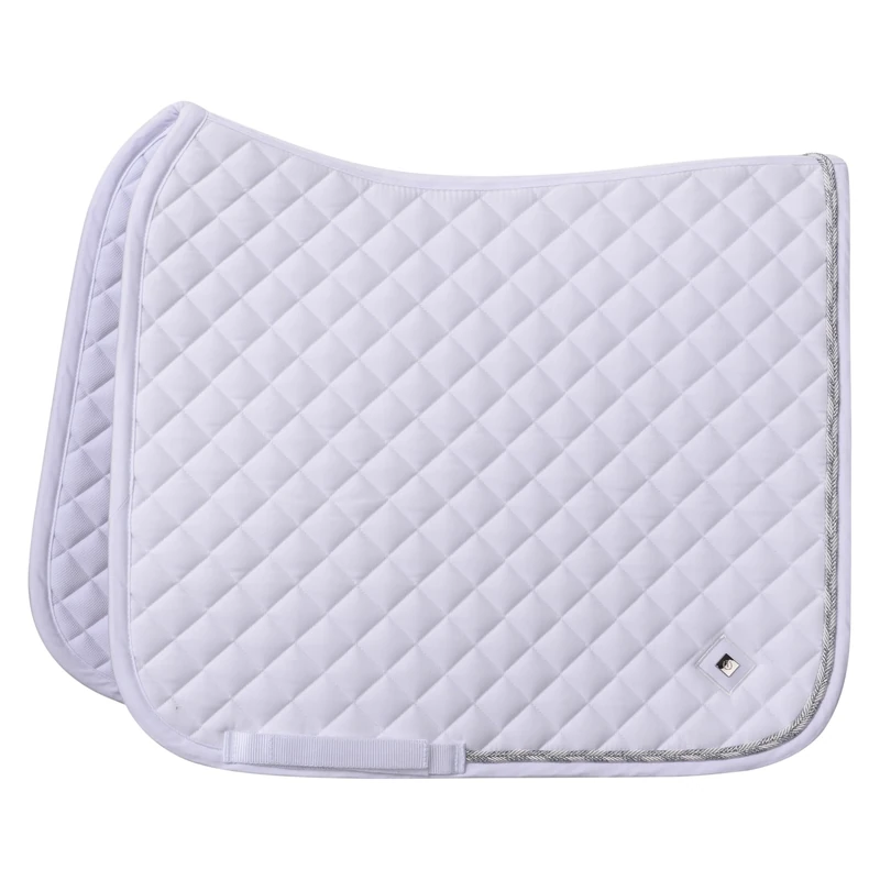 Imperial Riding IRH Basic Cotton DR Dressage Saddle Cloth with Diamond Quilting, Glitter Piping and Metal Logo, White, Full