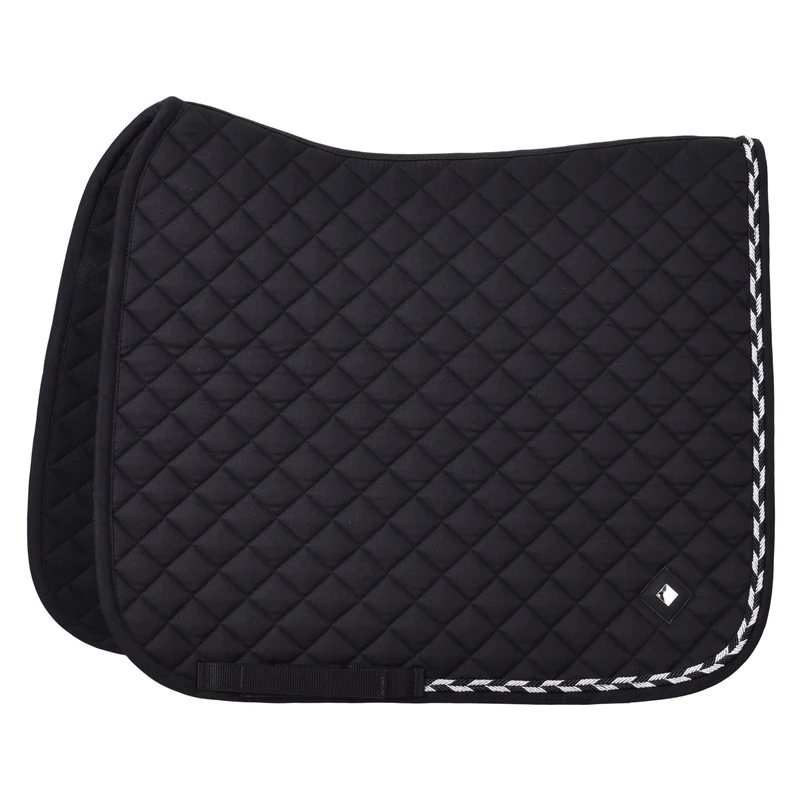 Imperial Riding IRH Basic Cotton DR Dressage Saddle Cloth with Diamond Quilting, Glitter Piping and Metal Logo, Black, Full - Image 1