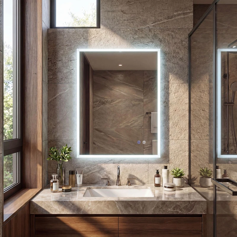 RELAX4LIFE LED Bathroom Mirror, Wall Mounted Mirror (80 x 60cm (L x W))