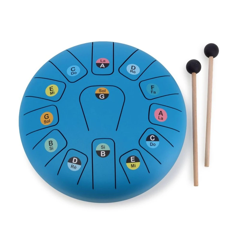 Vilac - Tongue Drum 13 Notes Metal 25 cm - C Major Chord, 2 Sticks, 16 Sheet Music & Case - Musical Ear, Rhythm & Concentration - Musical Gift for Children from 5 Years - 8382