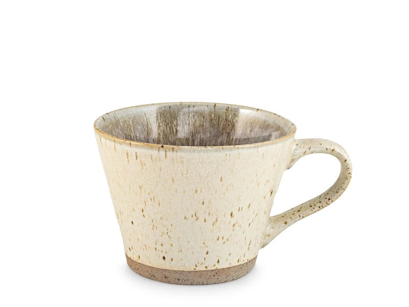H&H Set of 6 Laos Porcelain Breakfast Cups 560cc - Assorted Colours Beige and Sand - Minimal Design - Perfect for Coffee, Milk, Tea and Hot Drinks - Also Suitable for Catering - Image 1