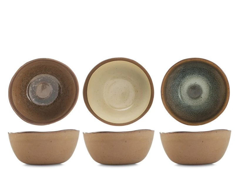 H&H Set of 6 Cancun Porcelain Bowls 15 cm - Assorted Colours - Minimal Design with Reactive Effect - Perfect for Soups, Salads and Desserts - Also Suitable for Catering - Image 1