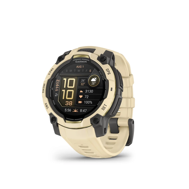 Garmin Instinct 3, 45mm AMOLED Rugged GPS Smartwatch,Built in Sports Apps and Health Monitoring, LED Flashlight, Shock Resistant, 10ATM, Up to 18 days Battery Life, Citrine/Grey