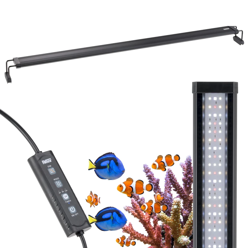 Hydor AQ-LUX REEF 1100 LED Lamp for Marine Aquarium 55 W (2200 lm) Professional Spectrum, Programmable Dimmer and Timer, Adjustable Brackets, Power Supply Incl, IP67, 110 x 8 xh 9.5 cm