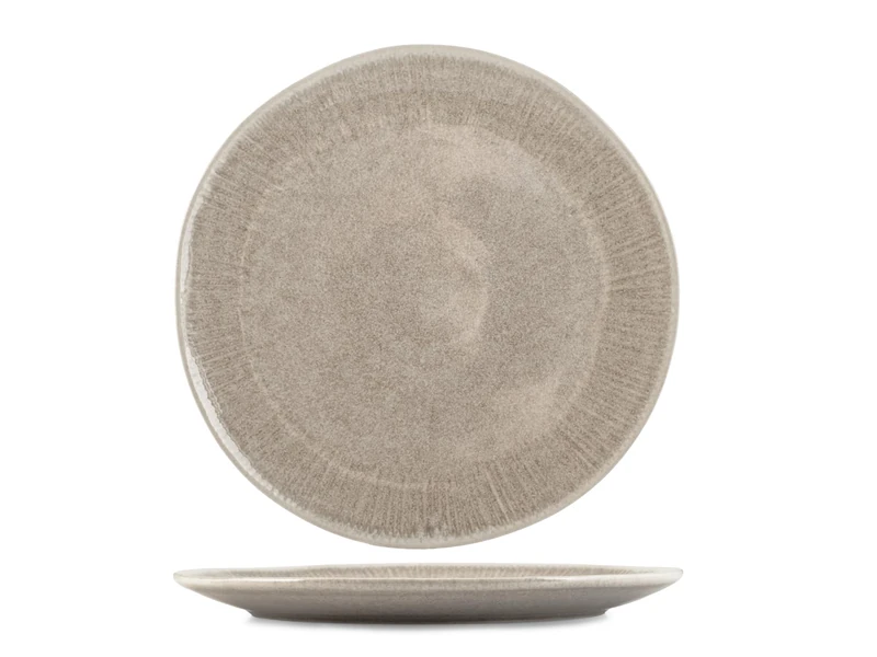 H&H Set of 6 Yucatan Stoneware Dinner Plates 27 cm – Beige – Minimal Design with Reactive Effect and Texture – Perfect for Lunch and Dinner – Also Suitable for Catering