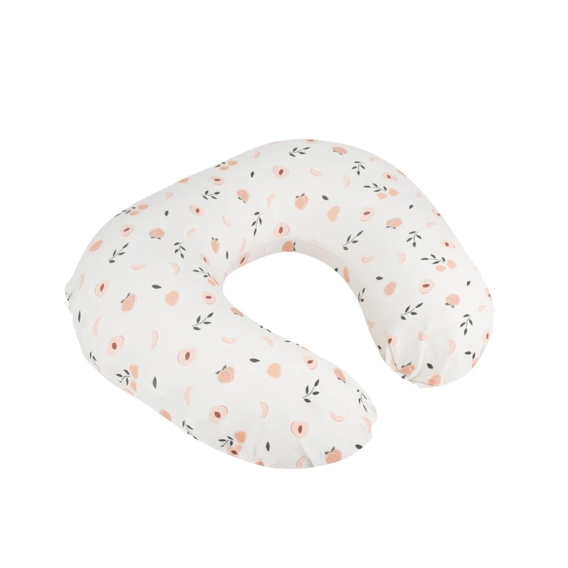 Doomoo Nursing Pillow Softy - Ultra-Soft Organic Cotton Breastfeeding Pillow - Compact & Ergonomic Maternity Pillow - Fine Microbeads - Removable Washable Cover, Peaches
