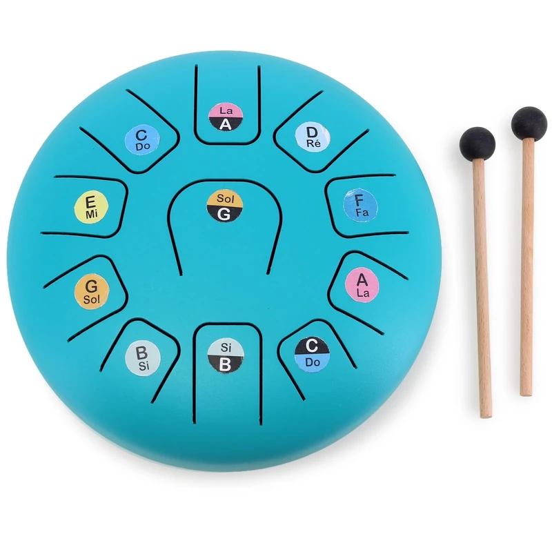Vilac Tongue Drum, Metal, 11 Notes, 8 Inch, with Mallets and Score Sheets, Ages 5-10