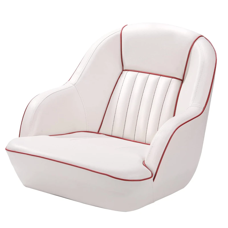 GarveeHome Boat Captain Chair for Pontoon Boats - Ergonomic Comfort Seat with Thick Foam Padding, Folding Backrest and Sturdy Assembly (5 x 5 inches & 5 x 12 inches) - Durable Vinyl - - Image 1
