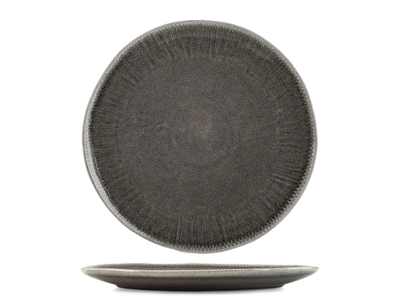 H&H Set of 6 Yucatan Stoneware Dinner Plates 27 cm - Brown - Minimal Design with Reactive Effect and Texture - Perfect for Lunch and Dinner - Also Suitable for Catering - Image 1