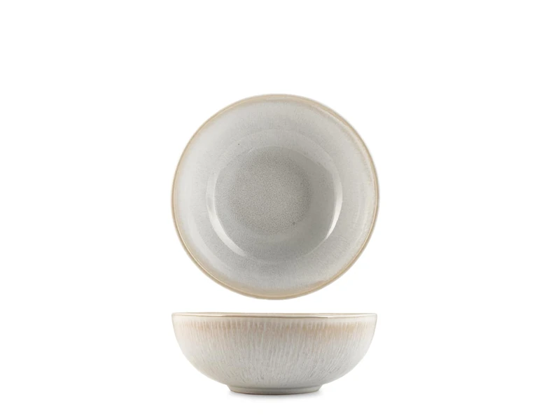 H&H Set of 6 Yucatan Stoneware Soup Plates 17 cm – White – Minimal Design with Reactive Effect and Texture – Perfect for Soups, Pasta and Side Dishes – Also Suitable for Catering - Image 1