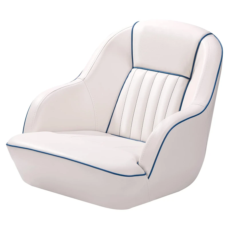 GarveeHome Ergonomic Captain's Chair for Pontoon Boats - Comfortable Boat Seat with High Density Foam, UV Resistant Marine Vinyl, Folding Backrest and Sturdy Plastic Frame - Fits