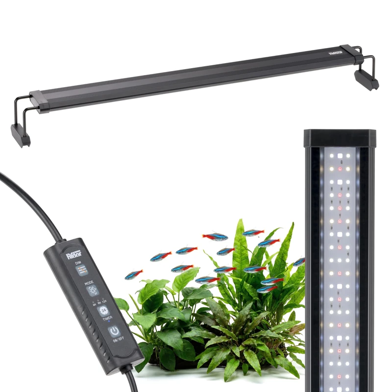 Hydor AQ-LUX FRESH 700 LED Lamp for Freshwater Aquarium 36 W (3000 lm) Professional Spectrum, Programmable Dimmer and Timer, Adjustable Brackets, Power Supply Incl, IP67, 72 x 8 xh 9.5 cm.