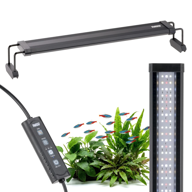Hydor AQ LUX REEF 500 LED Lamp for Freshwater Aquariums 24 W (2000 lm) Professional Spectrum, Programmable Dimmer and Timer, Adjustable Brackets, Power Supply Incl, IP67, 50 x 8 xh 9.5 cm