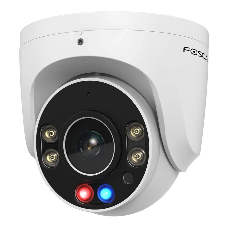 Foscam W5EP 5MP POE Surveillance Camera with Headlights, Red/Blue Warning Lights and Alarm Siren, Detection of Persons and Vehicles, Night Vision, Two-Way Audio - Image 1