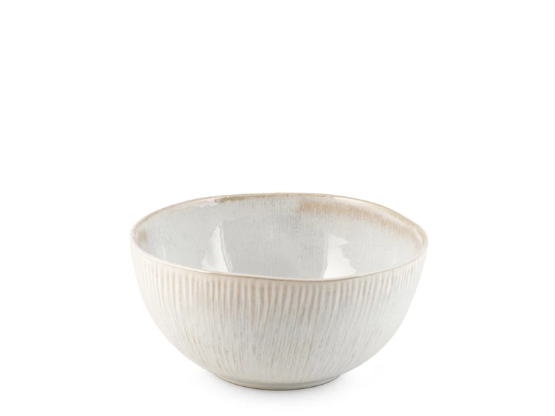 H&H Set of 6 Yucatan Stoneware Bowls 18 cm - White - Minimal Design with Reactive Effect and Texture - Perfect for Soups, Salads and Side Dishes - Also Suitable for Catering - Image 1
