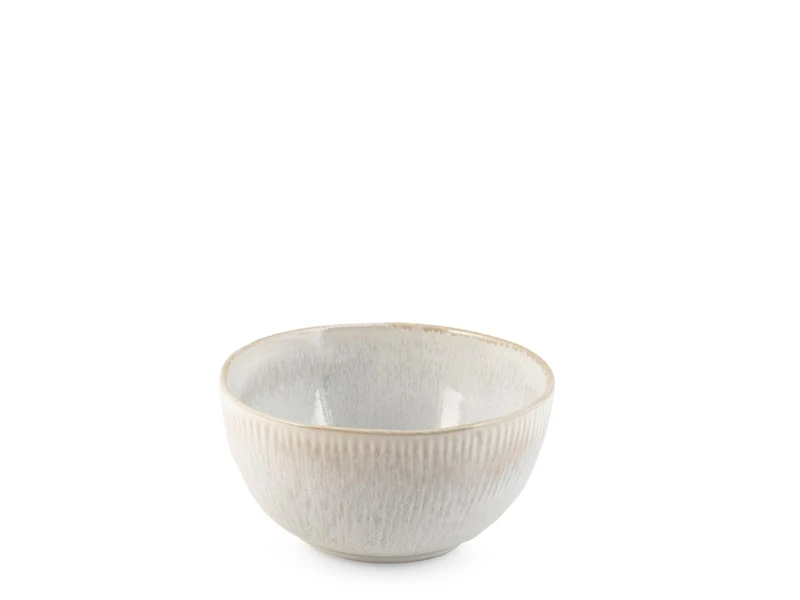 H&H Set of 6 Yucatan Stoneware Bowls 13.5 cm - White - Minimal Design with Reactive Effect and Texture - Perfect for Soups, Snacks and Desserts - Also Suitable for Catering - Image 1