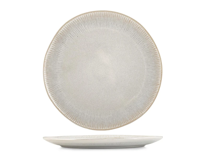 H&H Set of 6 Yucatan Stoneware Dinner Plates 27 cm - White - Minimal Design with Reactive Effect and Texture - Perfect for Lunch and Dinner - Also Suitable for Catering - Image 1