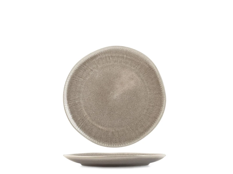H&H Set of 6 Fruit Plates in Stoneware Yucatan 21 cm – Beige – Minimal Design with Reactive Effect and Texture – Perfect for Fruits, Desserts and Side Dishes – Also Suitable for Catering - Image 1