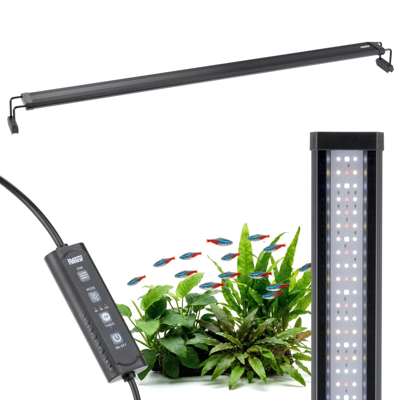 Hydor AQ-LUX FRESH 1100 LED Lamp for Freshwater Aquariums 55 W (4700 lm) Professional Spectrum, Programmable Dimmer and Timer, Adjustable Brackets, Power Supply Incl, IP67, 110 x 8 xh 9.5 cm