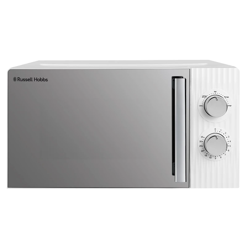 Russell Hobbs Eden 17L 700W Manual Microwave in White with 5 Power Levels, Defrost & Reheat Function, 35 Minute Timer, Dial Controls, 1M Power Cord and Pull Handle Door, RHMM725
