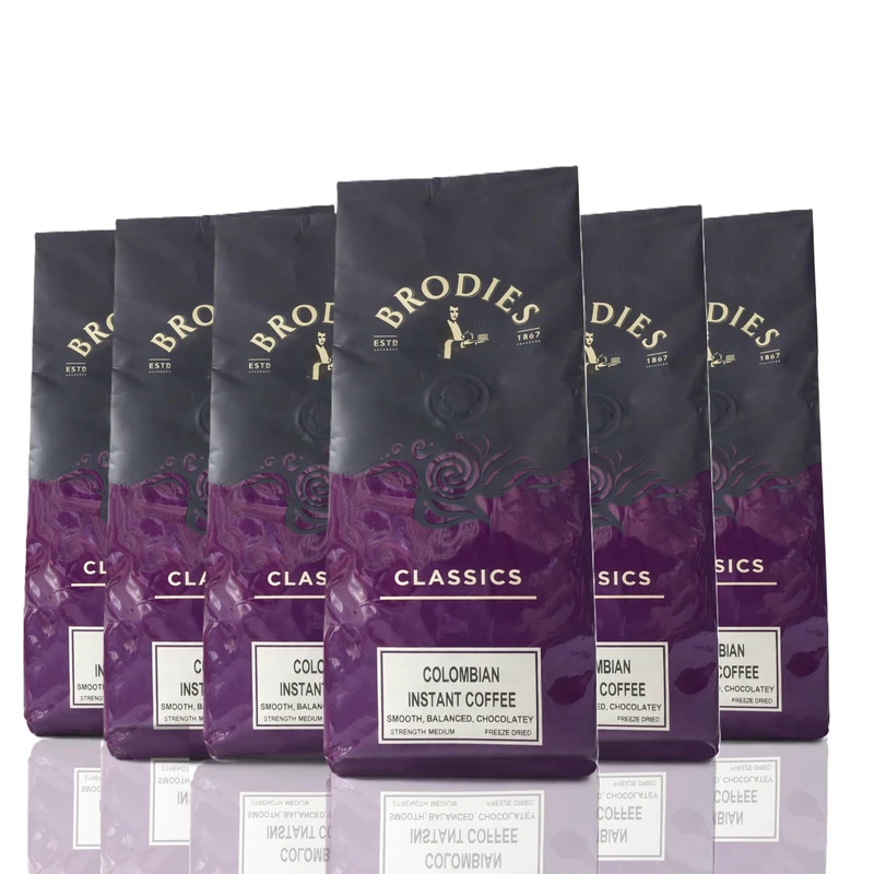 Brodies Colombian Freeze Dried Instant Coffee 150g (Pack of 6)