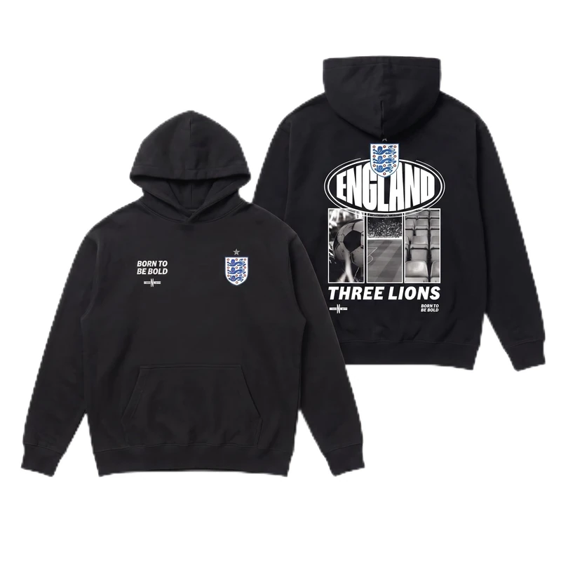 Outerstuff Men's England Football Three Lions Hoodie, Black, M