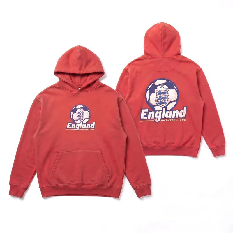 Outerstuff Men's England Football Three Lions Graphic Hoodie, Red, S - Image 1