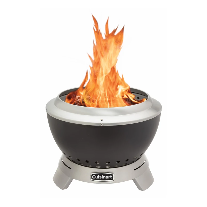 Cuisinart Cleanburn Smokeless Fire Pit – 50cm for garden, camping & beach | Minimal Smoke, Maximum Heat | Dual-Fuel (Wood Logs & Pellets) | Portable with Handle | Carbon Steel & Stainless Steel | 9kg