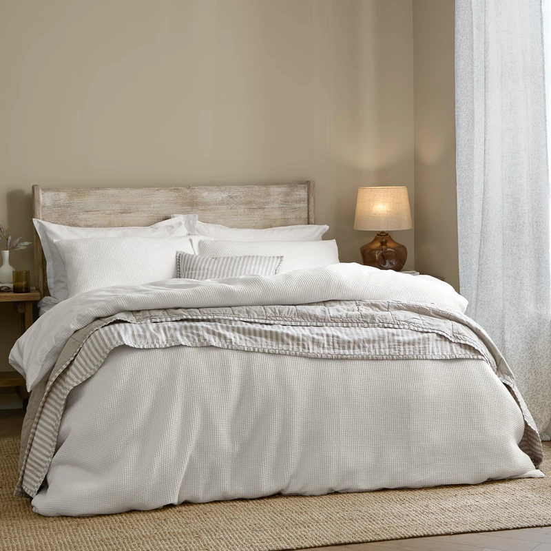 Yard Hebden Waffle Duvet Cover Set (Chalk, Single)